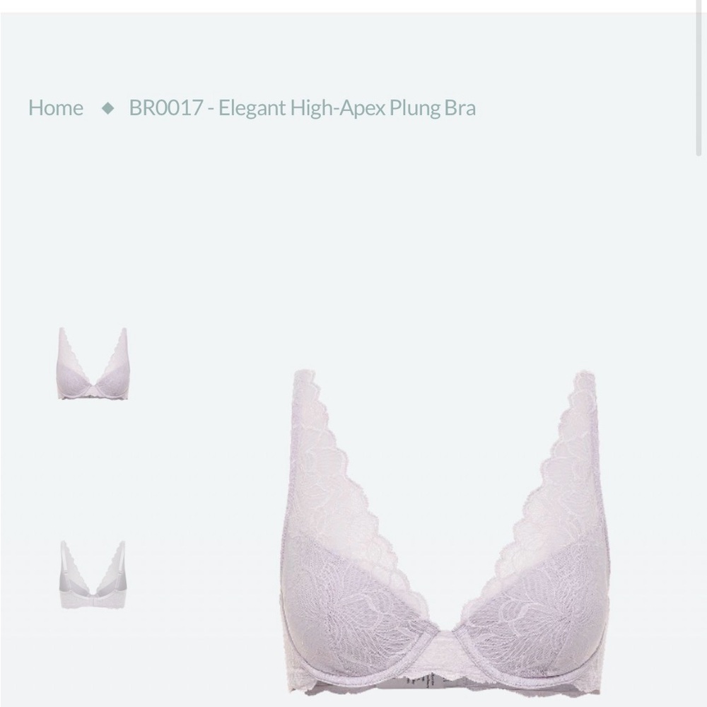 Delicate Scalloped Lace Plunge Bra - Light Lilac